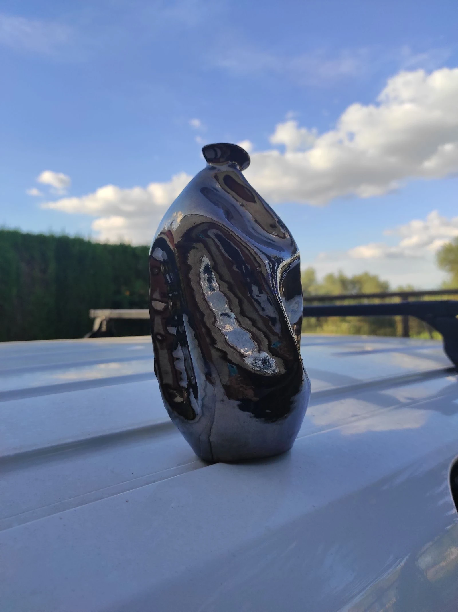 Jarron florero ceramica de cobre violetero